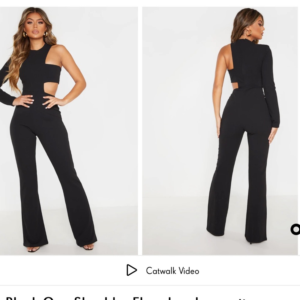 PrettyLittleThing Black Cut-Out Jumpsuit